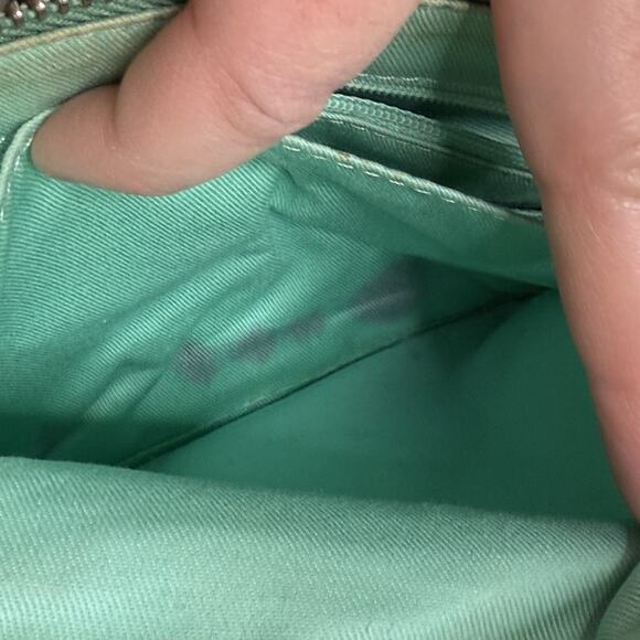 Fossil Mint Green Cowhide Leather Sydney Zip Top Crossbody Handbag Purse Medium - Picture 13 of 16